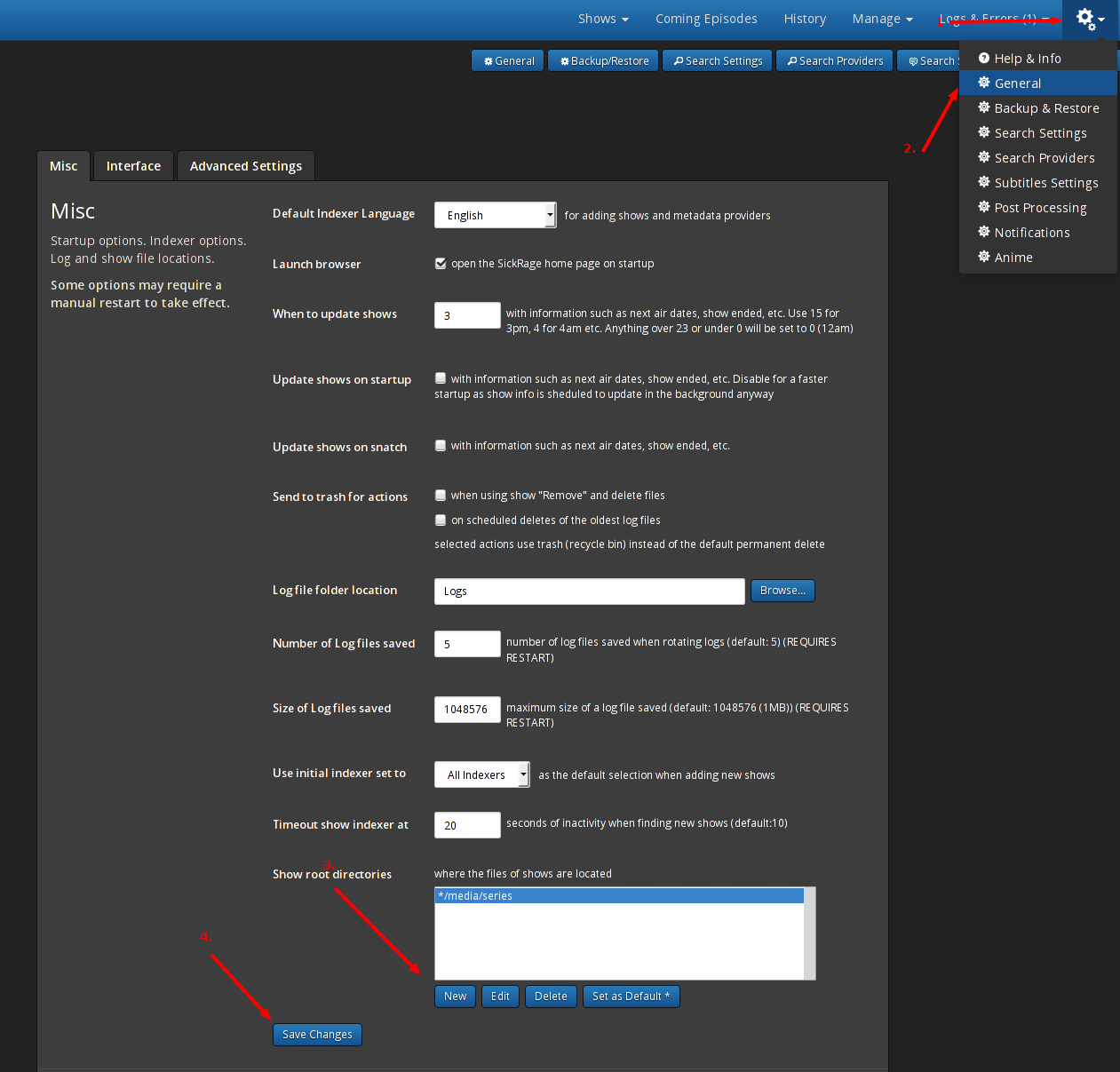 sickrage_general_settings.png